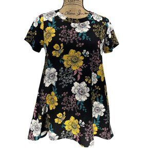 Honey Lace Floral Flowy top Black Pink Green and Orange Size Small